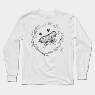 Cute Pickle Black And White Long Sleeve T-Shirt